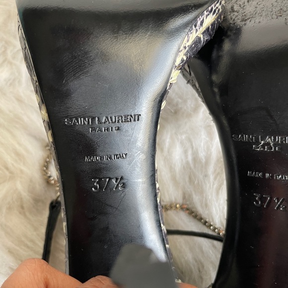 SAINT LAURENT SNAKESKIN T STRAP CHAIN SANDALS - Picture 4 of 10